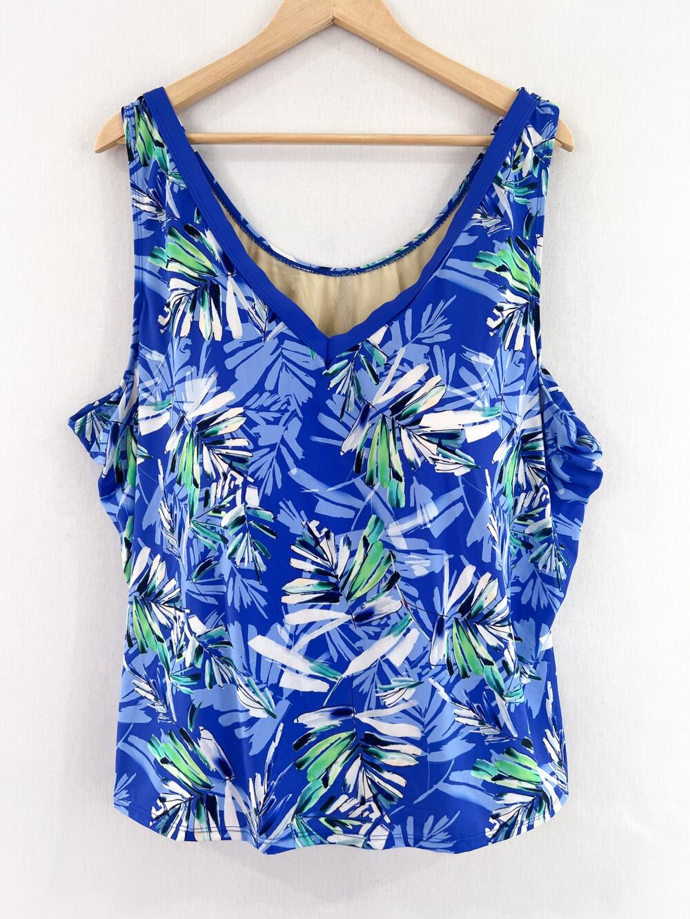 NEW Swimsuits for All 2Pc Set size 30 Blue Floral Modest Swimsuit for Women